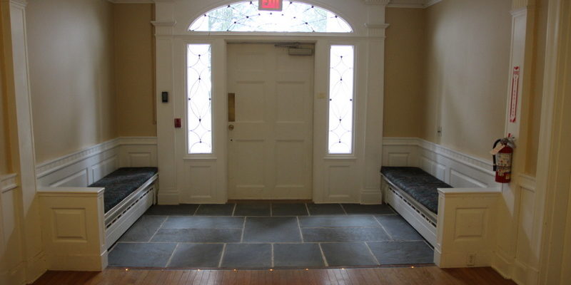 On arrival for a Retreat Center course, you'll be greeted here in the foyer. Our front entrance is fully accessible.
